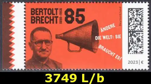 BUND 2023 Michel-# 3749 postfrisch EINZELMARKE RAND links (b)