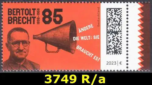 BUND 2023 Michel-# 3749 postfrisch EINZELMARKE RAND rechts (a)