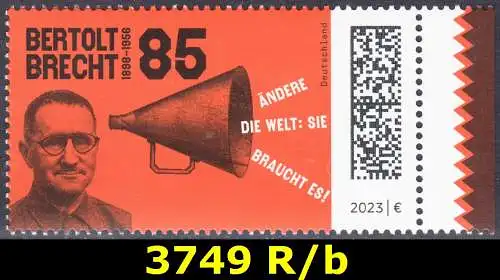 BUND 2023 Michel-# 3749 postfrisch EINZELMARKE RAND rechts (b)