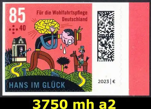 BUND 2023 Michel-# 3750 postfrisch EINZELMARKE aus Folioset -selbstklebend- (a2)