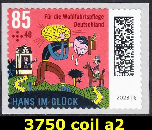 BUND 2023 Michel-# 3750 postfrisch EINZELMARKE (coil) -selbstklebend- (a2)