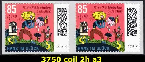 BUND 2023 Michel-# 3750 postfrisch horiz.PAAR (coils) -selbstklebend- (a3)