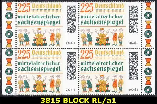 BUND 2024 Michel-# 3815 postfrisch BLOCK RÄNDER rechts/links (a1)