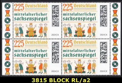 BUND 2024 Michel-# 3815 postfrisch BLOCK RÄNDER rechts/links (a2)