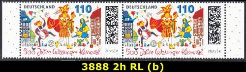 BUND 2025 Michel-# 3888 postfrisch horiz.PAAR RÄNDER rechts/links (b)