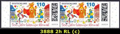 BUND 2025 Michel-# 3888 postfrisch horiz.PAAR RÄNDER rechts/links (c)