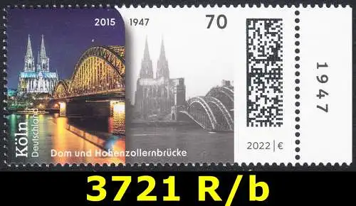 BUND 2022 Michel-# 3721 postfrisch EINZELMARKE RAND rechts (b)