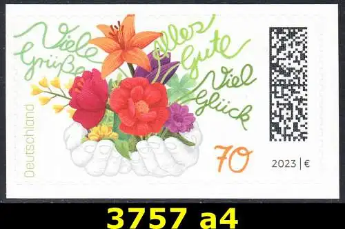 BUND 2023 Michel-# 3757 postfrisch EINZELMARKE (a4) aus Folioset (selbstklebend)