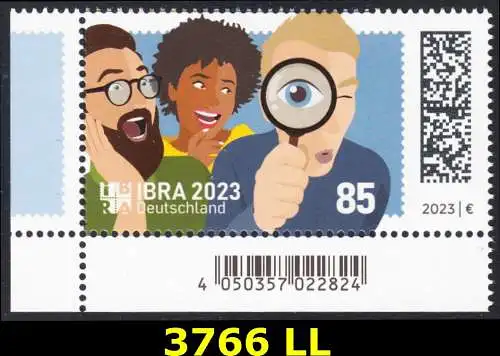 BUND 2023 Michel-# 3766 postfrisch EINZELMARKE ECKRAND unten links