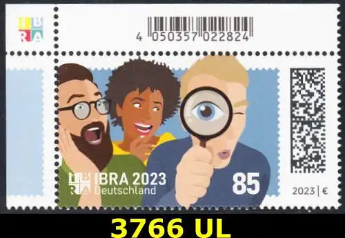 BUND 2023 Michel-# 3766 postfrisch EINZELMARKE ECKRAND oben links