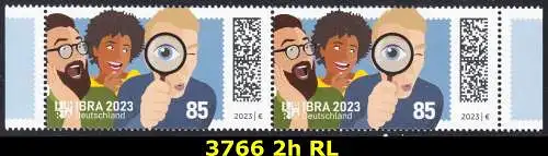 BUND 2023 Michel-# 3766 postfrisch horiz.PAAR RÄNDER rechts/links