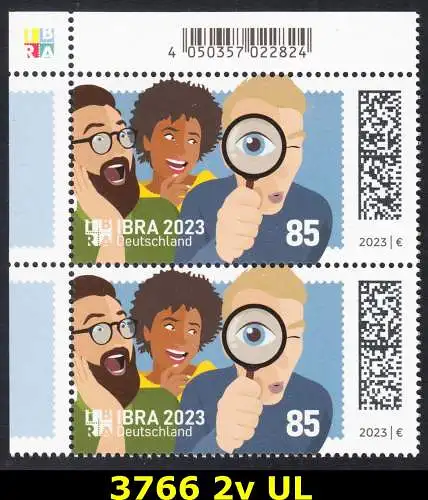 BUND 2023 Michel-# 3766 postfrisch vert.PAAR ECKRAND oben links