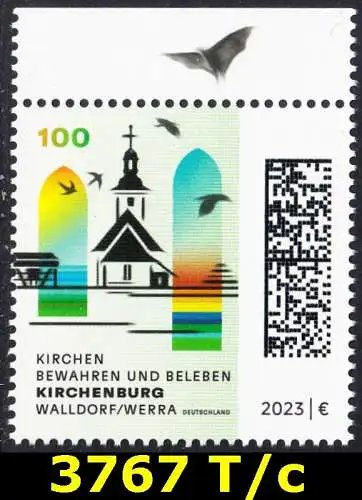 BUND 2023 Michel-# 3767 postfrisch EINZELMARKE RAND oben (c)