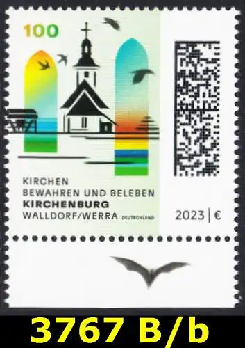 BUND 2023 Michel-# 3767 postfrisch EINZELMARKE RAND unten (a)