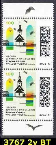 BUND 2023 Michel-# 3767 postfrisch vert.PAAR RÄNDER oben/unten