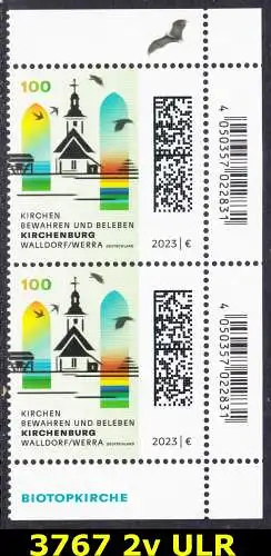 BUND 2023 Michel-# 3767 postfrisch vert.PAAR ECKRÄNDER rechts oben/unten