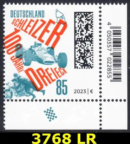 BUND 2023 Michel-# 3768 postfrisch EINZELMARKE ECKRAND unten rechts