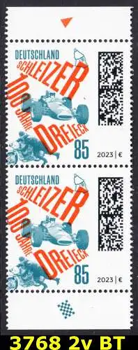 BUND 2023 Michel-# 3768 postfrisch vert.PAAR RÄNDER oben/unten (a)