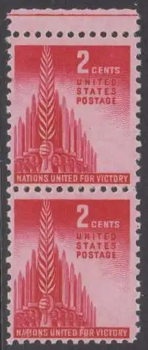USA Michel 0510 / Scott 0907 postfrisch vert.PAAR Rand oben - Kampf der Alliierten: Siegeszeichen