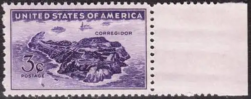 USA Michel 0528 / Scott 0925 postfrisch EINZELMARKE RAND rechts - Verteidigung der philippinischen Insel Corregidor