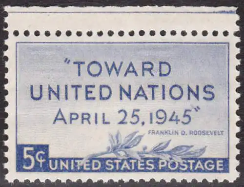 USA Michel 0533 / Scott 0928 postfrisch EINZELMARKE RAND oben - UN-Konferenz in San Francisco