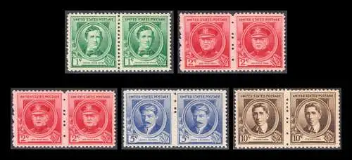 USA Michel 0480-0484 / Scott 0884-0888 postfrisch SATZ(5) horiz. PAARE - Berühmte Amerikaner