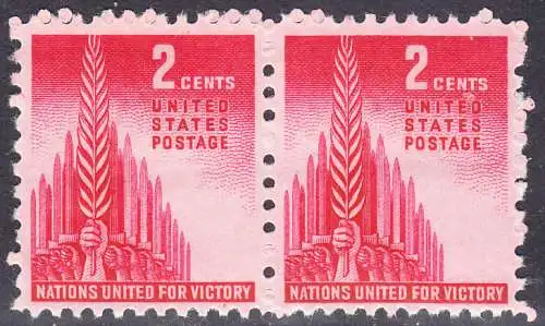 USA Michel 0510 / Scott 0907 postfrisch horiz.PAAR (a2) - Kampf der Alliierten: Siegeszeichen