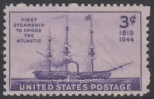 USA Michel 0526 / Scott 0923 postfrisch EINZELMARKE (a3) - 125. Jahrestag der ersten Atlantiküberquerung durch ein Dampfschiff: Raddampfer „Savannah“ 