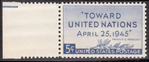 USA Michel 0533 / Scott 0928 postfrisch EINZELMARKE RAND links (a2) - UN-Konferenz in San Francisco