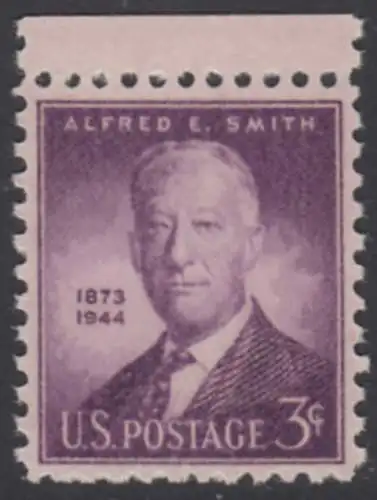 USA Michel 0542 / Scott 0937 postfrisch EINZELMARKE RAND oben (a2) - Alfred E. Smith, Politiker