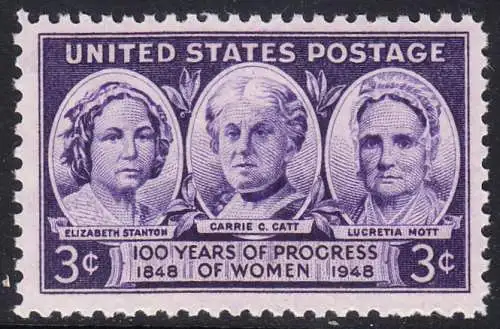 USA Michel 0571 / Scott 0959 postfrisch EINZELMARKE - 100 Jahre amerikanische Frauenrechtsbewegung: Frauenrechtlerinnen Elizabeth Stanton, Carrie Chapmann Catt, Lucretia Mott 