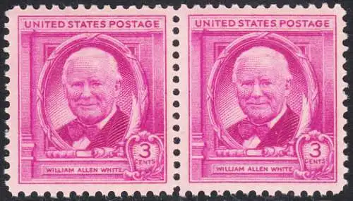 USA Michel 0573 / Scott 0960 postfrisch horiz.PAAR (a2) - William Allen White, Journalist und Zeitungsverleger
