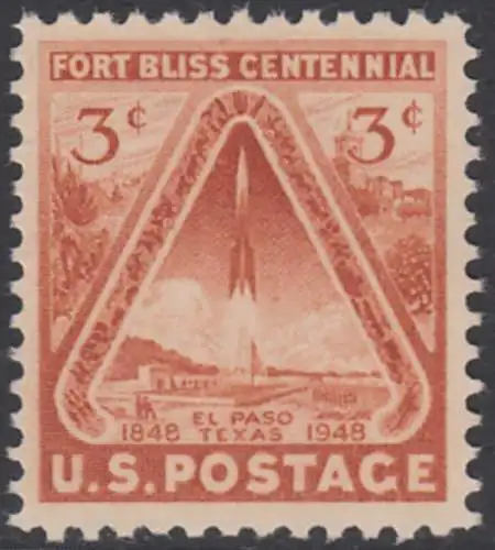 USA Michel 0589 / Scott 0976 postfrisch EINZELMARKE (a2) - 100 Jahre Fort Bliss bei El Paso, Texas; Start einer Rakete