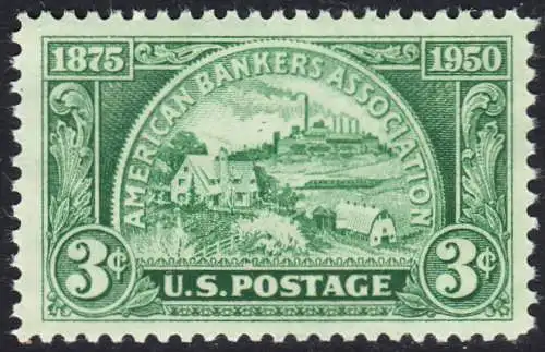 USA Michel 0605 / Scott 0987 postfrisch EINZELMARKE (a2) - 75 Jahre Bankiers-Vereinigung: Geldstück mit Objekten für Bankwirtschaft