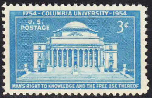 USA Michel 0649 / Scott 1029 postfrisch EINZELMARKE (a2) - 200 Jahre Columbia-Universität, New York: Bibliotheksgebäude der Columbia-Universität 