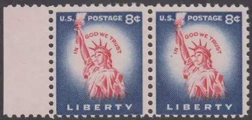 USA Michel 0663 / Scott 1042 postfrisch horiz.PAAR RAND links - Bedeutende Amerikaner, Bauwerke: Freiheitsstatue