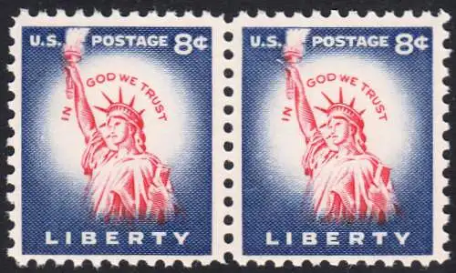 USA Michel 0663 / Scott 1042 postfrisch horiz.PAAR - Bedeutende Amerikaner, Bauwerke: Freiheitsstatue