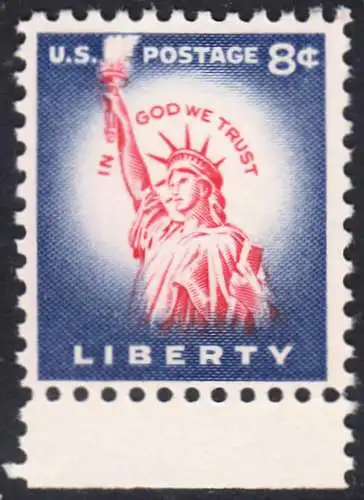 USA Michel 0663 / Scott 1042 postfrisch EINZELMARKE Rand unten (a1) - Bedeutende Amerikaner, Bauwerke: Freiheitsstatue