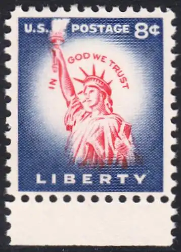 USA Michel 0663 / Scott 1042 postfrisch EINZELMARKE Rand unten (a2) - Bedeutende Amerikaner, Bauwerke: Freiheitsstatue