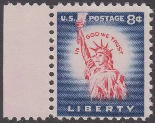 USA Michel 0663 / Scott 1042 postfrisch EINZELMARKE Rand links - Bedeutende Amerikaner, Bauwerke: Freiheitsstatue
