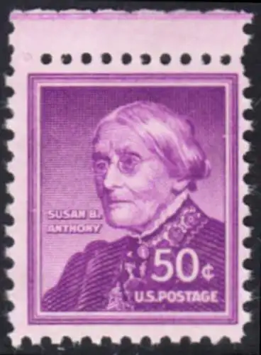 USA Michel 0673 / Scott 1051 postfrisch EINZELMARKE RAND oben (a2) - Bedeutende Amerikaner, Bauwerke: Susan Brownell Anthony, Frauenrechtlerin