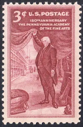 USA Michel 0684 / Scott 1064 postfrisch EINZELMARKE (a2) - 150 Jahre Kunstakademie in Philadelphia; Charles Willson Peale, Maler