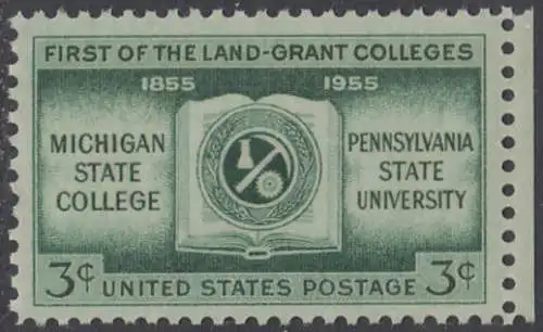 USA Michel 0685 / Scott 1065 postfrisch EINZELMARKE RAND rechts - 100 Jahre Michigan State College und Pennsylvania-Universität