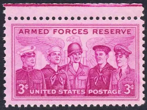 USA Michel 0687 / Scott 1067 postfrisch EINZELMARKE RAND oben (a2) - Verdienste der Reservistenverbände der Streitkräfte