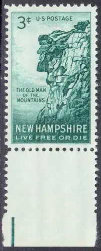 USA Michel 0689 / Scott 1068 postfrisch EINZELMARKE RAND unten (a2) - 150. Jahrestag der Entdeckung der Felsformation „Old Man of the Mountain“ in New Hampshire