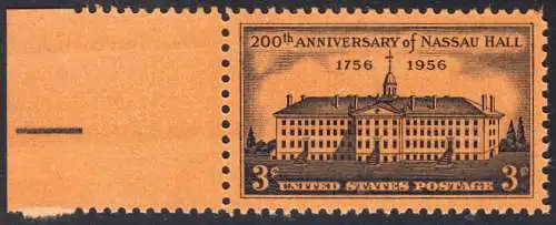 USA Michel 0705 / Scott 1083 postfrisch EINZELMARKE RAND links (a2) - 200 Jahre Nassau Hall, Princeton-Universität, Princeton, NJ 
