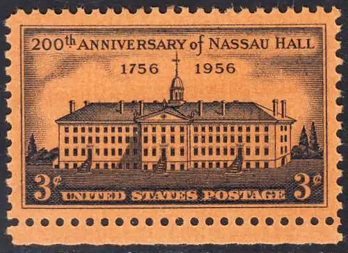 USA Michel 0705 / Scott 1083 postfrisch EINZELMARKE RAND unten (a3) - 200 Jahre Nassau Hall, Princeton-Universität, Princeton, NJ 