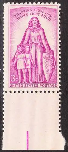 USA Michel 0709 / Scott 1087 postfrisch EINZELMARKE RAND unten - Kampf gegen die Kinderlähmung; Symbol des Kinderschutzes