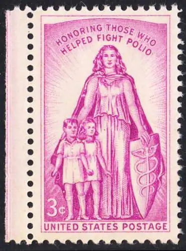 USA Michel 0709 / Scott 1087 postfrisch EINZELMARKE RAND links (a1) - Kampf gegen die Kinderlähmung; Symbol des Kinderschutzes