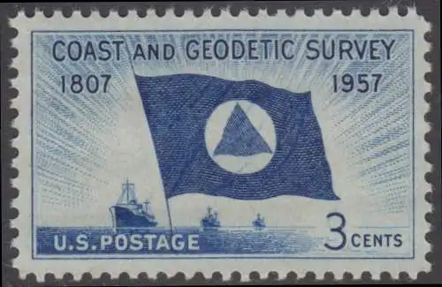 USA Michel 0710 / Scott 1088 postfrisch EINZELMARKE (a1) - 150 Jahre Küsten- und Landvermessung; Flagge und Schiffe des Küstenvermessungsdienstes 
